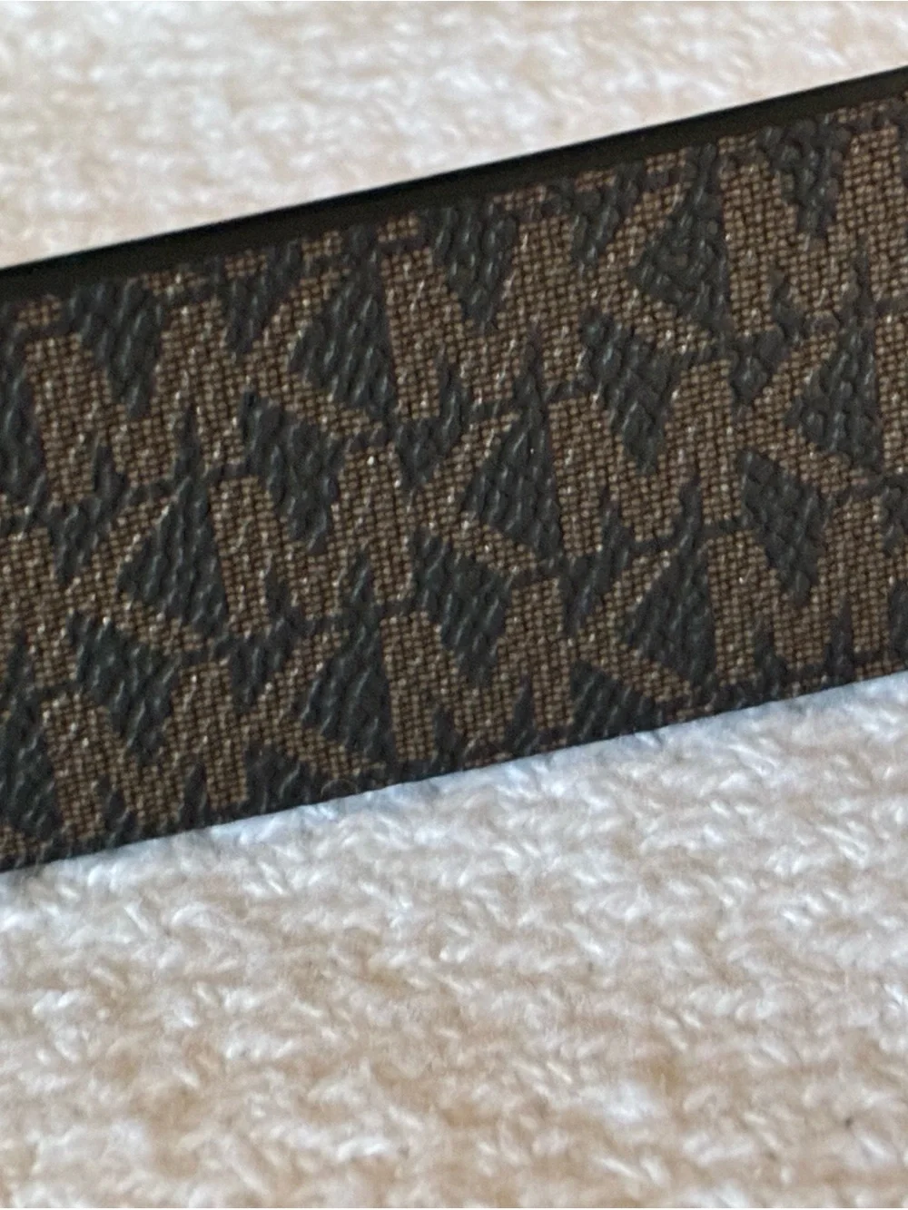 Michael Kors Brown MK Monogram Belt with Gold Hardware